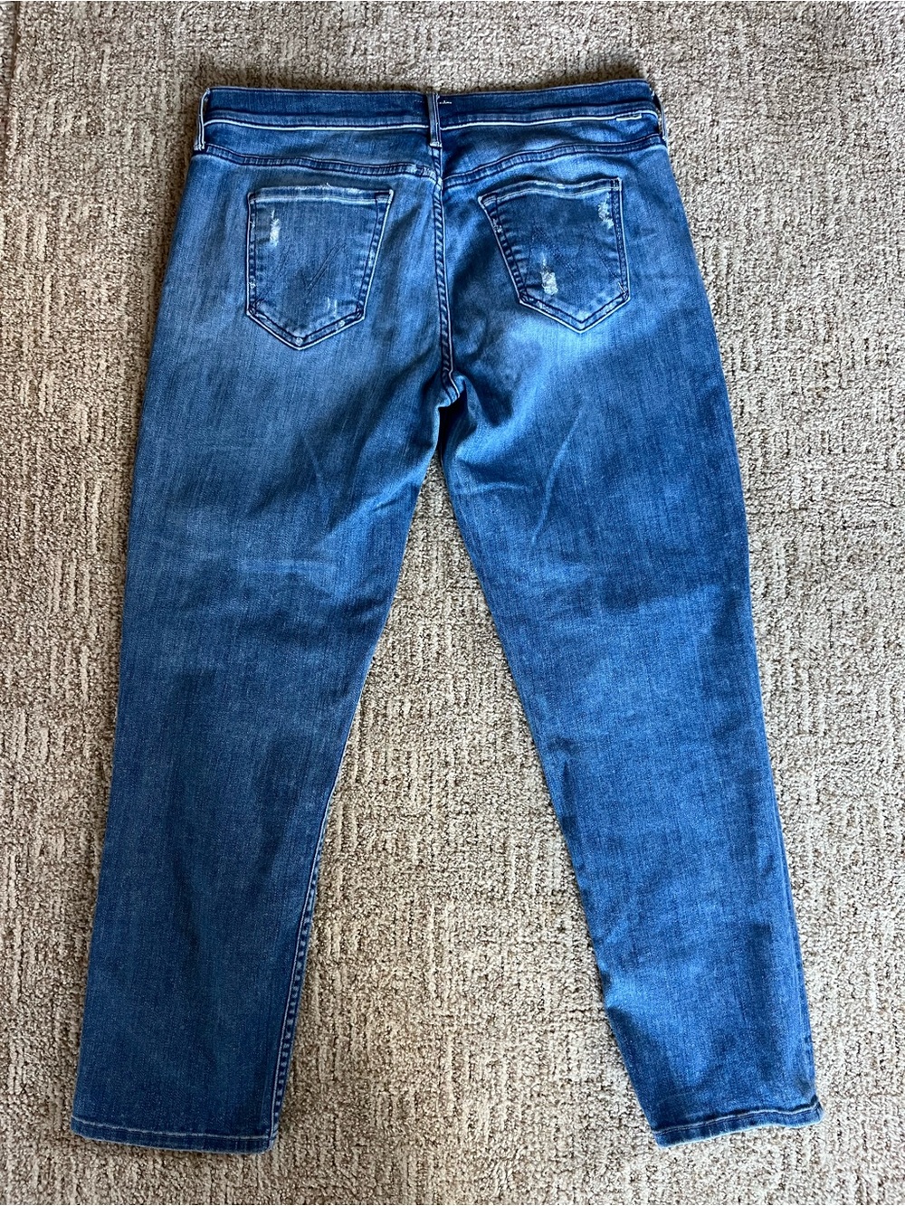Mother The Dropout Distressed Blue Jeans - Picture 10 of 11